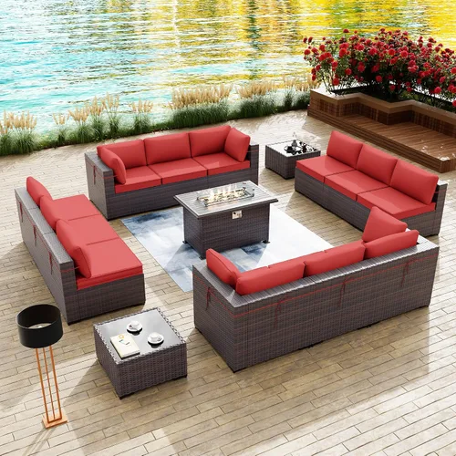 Vista 24 de Kullavik - Juego de muebles para exterior de 6 piezas con sofá modular de ratán de polietileno, color negro