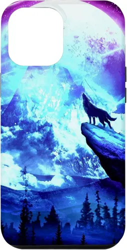Vista 26 de Funda para iPhone 16 Wolf Mountain Pine Forest Moon Purple Galaxy