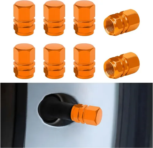 Vista 7 de Osilly Tapones de válvula de vástago de neumático de automóvil, 4 piezas de cubiertas de vástago de válvula de aleación de aluminio, resistentes a