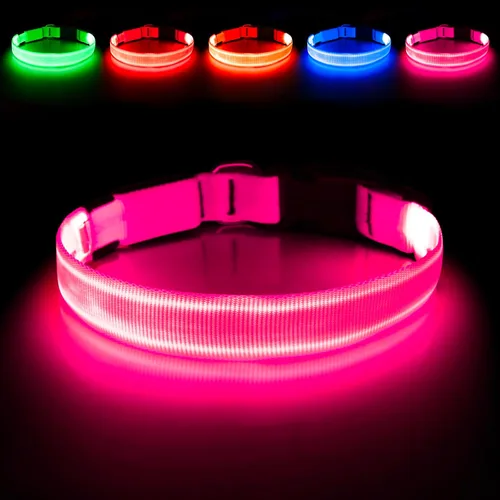 Vista 12 de Illumifun Collar LED para Perros Pequeños - Collar de Seguridad para Perros con Luz Recargable por USB, Collar con Luz de Correa de Nailon Ajustable