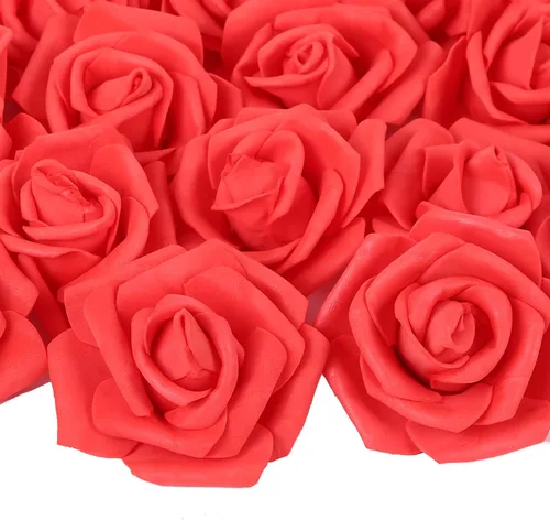 Vista 30 de 100 PCS Rosas de Espuma Azul Bebé Flores Artificiales Flores de Espuma Azul a Granel Sin Tallo Rosas Falsas para Bricolaje Centros de Mesa de Boda