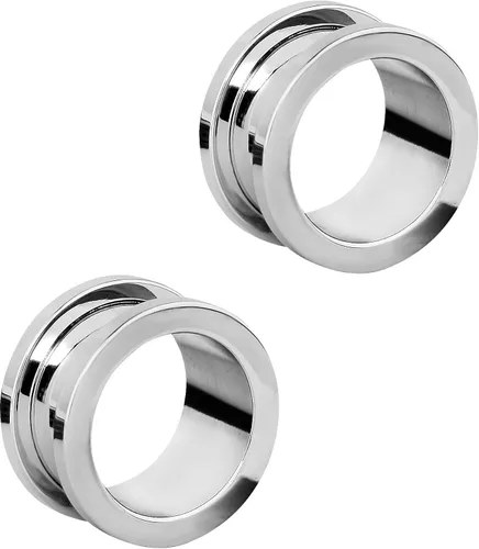 Vista 14 de Aretes expansores de oreja a rosca, de acero inoxidable, de 0.04" a 0.63", se venden por par.