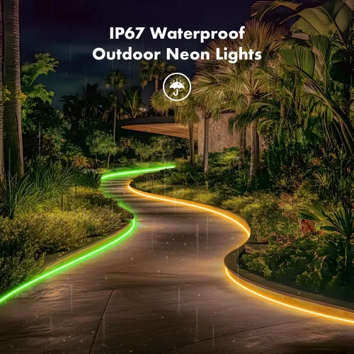 Vista 7 de Luces de Cuerda de Neón, Tiras de Luces LED RGB de 65.6 Pies, Control por Aplicación, Control Remoto IR, Sincronización de Música, Impermeable IP67