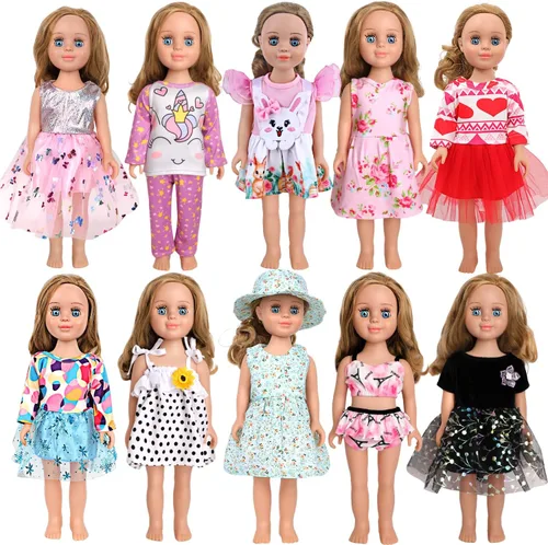 Vista 14 de MSYO 10 juegos (19 piezas) de ropa de muñeca para muñecas de 17 a 18 pulgadas, trajes diversos