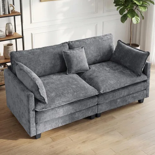 Vista 13 de Sofá seccional, cómodo sofá modular de nube, sofá modular de asiento profundo, sofá moderno en la nube, sofás modulares para sala de estar, Beige