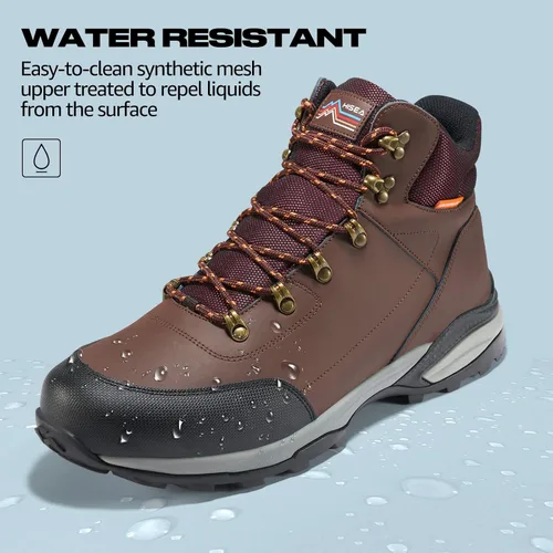 Vista 4 de HISEA Botas de senderismo para hombre, impermeables, ligeras, de cuero, transpirables, para escalada, senderismo, mochilero, senderismo