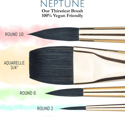Vista 2 de Princeton Neptune 4750 Series - Juego de pinceles para acuarela, pelo sintético suave profesional de ardilla - Juego de pinceles para pintura