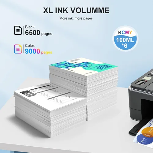 Vista 8 de INKCLOUD 522 Recambio de alta capacidad de 6 botellas de tinta de repuesto