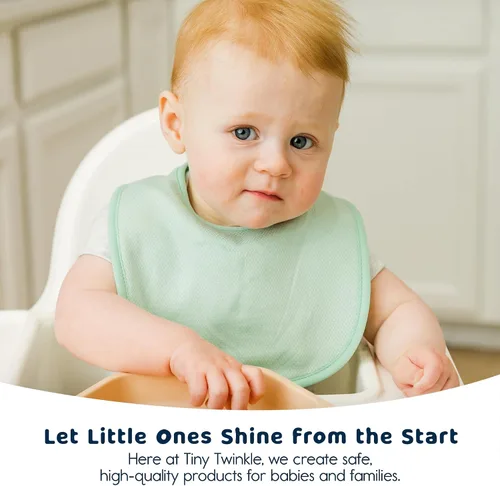 Vista 5 de Tiny Twinkle Baby Feeding Bibs - Waterproof and Absorbent Infant Drool and Feeding Baby Bibs