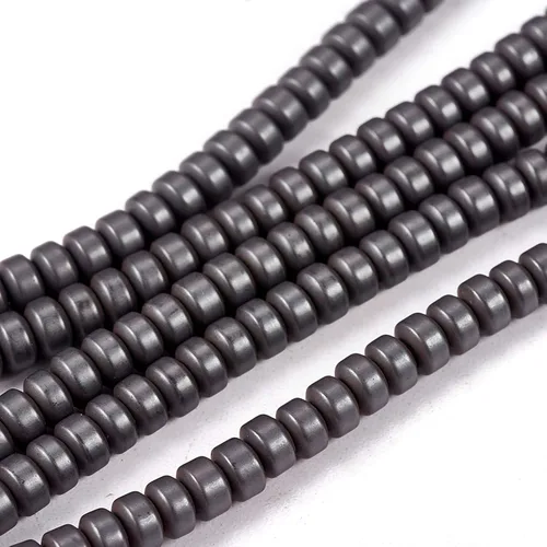 Vista 3 de Craftdady 10 hebras de cuentas sintéticas Heishi negras de hematita de 0.118 pulgadas (0.118 in), esmeriladas, metálicas, redondas, de imitación