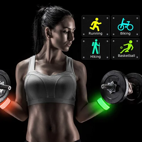 Vista 5 de esonstyle Pack of 6 LED Light Up Band Slap Bracelets Night Safety Wrist Band for Cycling Walking Running Concert Camping Outdoor Sports