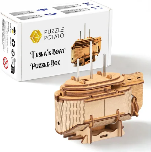 Vista 7 de Caja de rompecabezas antigravedad PUZZLE POTATO - Rompecabezas 3D para cerebro para adultos - Cofre del tesoro de madera - Caja de rompecabezas