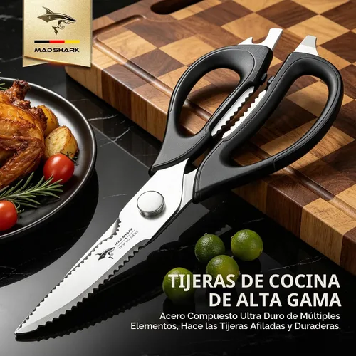 Vista 2 de Tijeras de cocina multiusos, tijeras de cocina que se separan de acero Negro oscuro