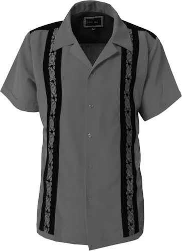 Vista 10 de Guytalk Camisa de manga corta de dos tonos de Guayabera cubana para hombre