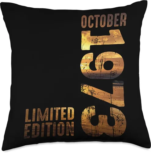 Vista 4 de Month October 1973 Retro Sunset 1973 Vintage 1973 Since 1973 Throw Pillow