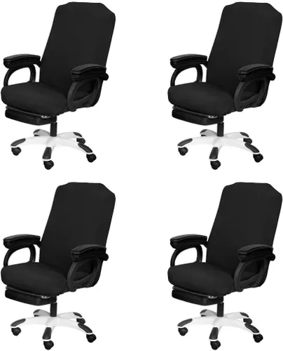 Vista 17 de SARAFLORA - Funda para silla de oficina - Grande, color negro - Funda extraíble para computadora con cremallera, universal, giratoria