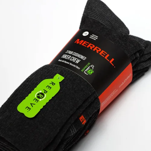 Vista 6 de Merrell Men's and Women's Recycled Everyday Half Cushion Socks-3 Pair Pack-Repreve Hiking Arch Support and Breathable Mesh