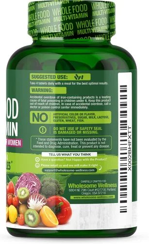 Vista 7 de Whole Food Multivitamínico para mujeres – Multi Vitaminas, Minerales, Extractos Orgánicos – Vegano Vegetariano – Mejor para la Energía Diaria