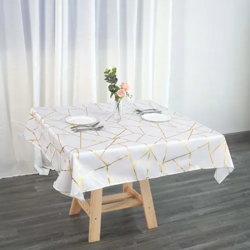 Vista 49 de Efavormart - Mantel redondo de poliéster de 120 pulgadas con patrón geométrico dorado Morado