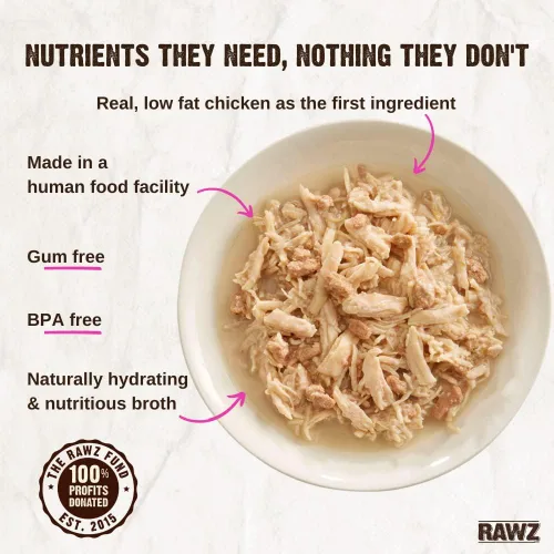 Vista 5 de Rawz Natural Premium - Alimento húmedo enlatado para gatos triturado, paquete de 12 variedades de pollo, 4 sabores