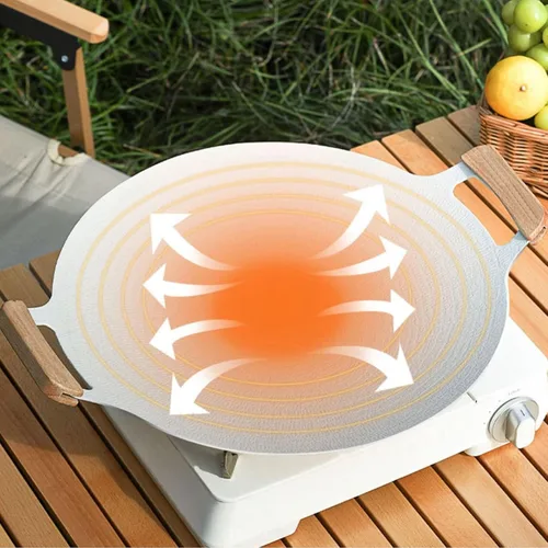 Vista 5 de Diydeg Sartén coreana para barbacoa, parrilla antiadherente, redonda de aluminio, plata, 11.8 in