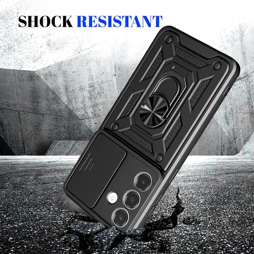 Vista 5 de Ysnzaq Funda para Samsung Galaxy S26, cubierta deslizante integrada para lente de cámara y soporte de anillo, funda protectora de grado militar a