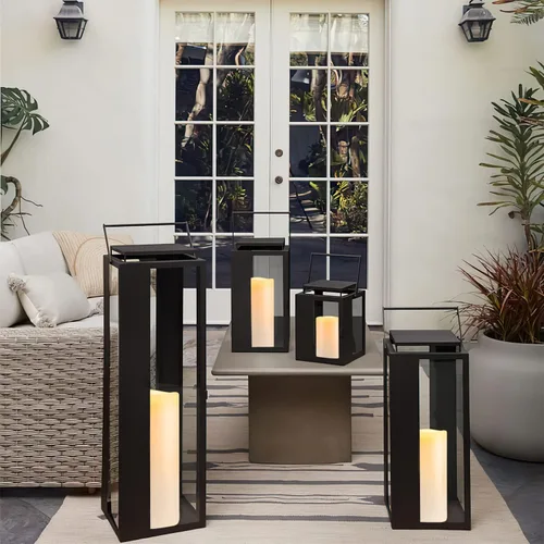 Vista 3 de 5plots Velas individuales sin llama para exteriores, impermeables, de 4 x 10 pulgadas, velas LED parpadeantes que funcionan con pilas con control