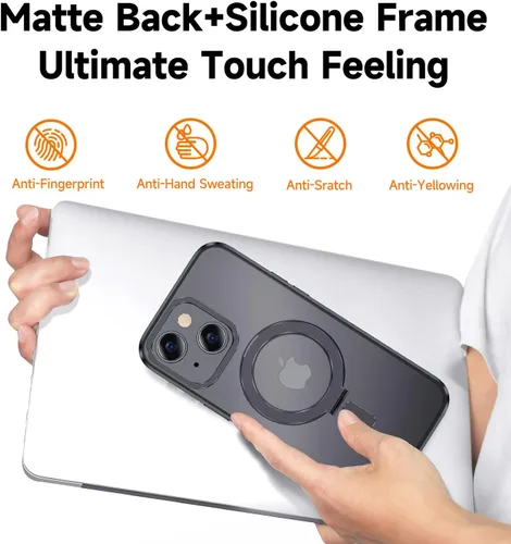 Vista 3 de MAGIC JOHN Funda para iPhone 13/iPhone 14 (6.1 pulgadas) [compatible con Magsafe] [con soporte de metal magnético]