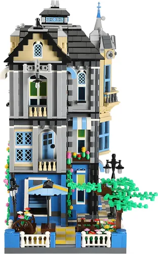 Vista 3 de General Jim's Victorian Townhouse & Garden Coffee Shop - Juego de bloques de construcción, 2313 piezas, modelo modular de construcción de ciudad