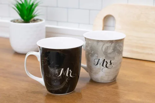Vista 2 de Dicksons Where You Go Mr. and Mrs. Ruth 1:16 - Juego de 2 tazas de café de porcelana de hueso de 18 onzas