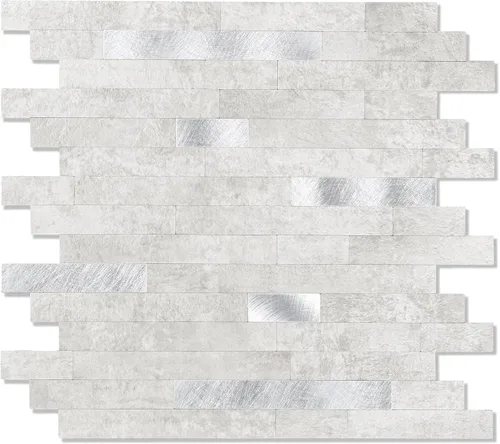 Vista 19 de Yipscazo Losetas en muro tipo azulejo, de metal y piedra, autoadhesivas, para cocina, baño, lavandería, cámper, chimenea