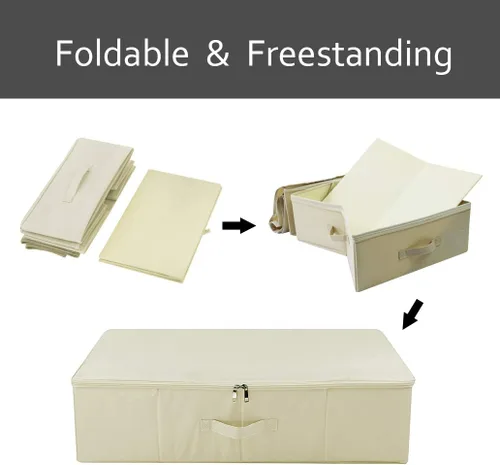 Vista 5 de iwill CREATE PRO Contenedores organizadores plegables de almacenamiento para zapatos debajo de la cama con tapa, cesta organizadora de ropa debajo