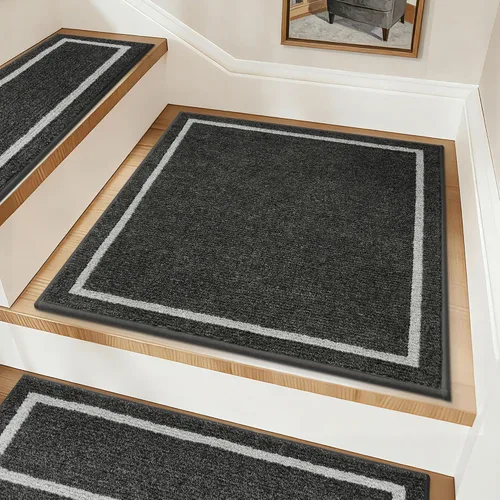 Vista 13 de COSY HOMEER Alfombra para Rellano de Escalera 30x30 Pulgadas, Alfombra Cuadrada Antideslizante para Escalones de Madera Interior, Poliéster Lavable