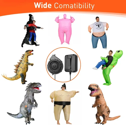 Vista 7 de Reemplazo de ventilador inflable para disfraz, mini ventilador de dinosaurio para disfraz inflable Negro