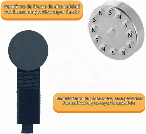 Vista 4 de Gancho Magnético de Alta Resistencia, Soporte Magnético para Herramientas, Ganchos Magnéticos para Cochera, Correa para Extensión de Cable, Cuerda