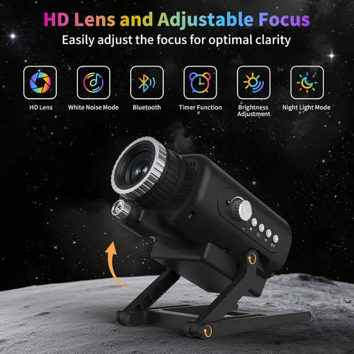 Vista 4 de FlyLily Proyector de galaxia 3D, proyector dinámico de estrellas con ruido blanco y altavoz Bluetooth, proyector de luz nocturna de 60 escenas