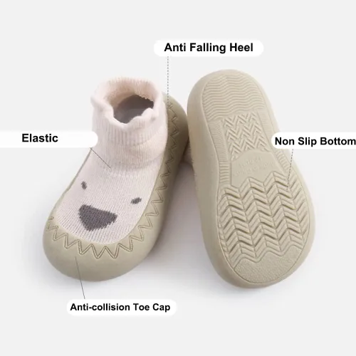 Vista 2 de Exegawe Zapatos de calcetín de bebé para niños pequeños, suela de goma suave, antideslizante, para niños y niñas, primer caminar