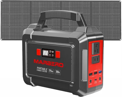 Vista 10 de MARBERO Generador solar de 155 Wh con panel solar incluido Estación de energía portátil de 30 W, 100 W, 150 W, sobretensión, multisalida, generador