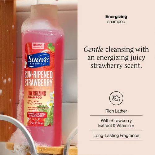 Vista 2 de Suave Essentials Sun - Champú de fresa madura 12 oz - Paquete de 2