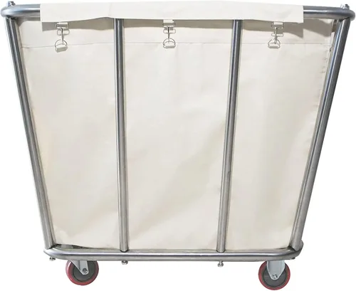 Vista 3 de Carrito de lavandería de 10 bushel con ruedas, resistente, industrial, para el hogar, color beige, grande, cesta de lavandería, cesta de servicio
