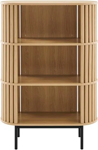 Vista 3 de Modway Fortitude - Estantería de tres niveles con almacenamiento abierto, color roble