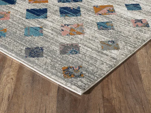 Vista 5 de Abani Southwestern - Alfombra rectangular de 3 x 5 pies, colección Porto - Alfombra decorativa con patrón de bloques beige y naranja