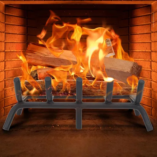 Vista 8 de Rejilla de chimenea de 17 pulgadas – Rejilla de leña resistente de acero redondo sólido Rejilla de troncos para chimenea, no requiere montaje