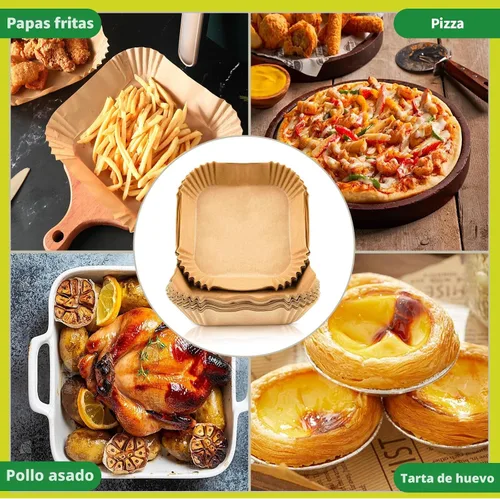 Vista 6 de 150 PIEZAS Forros de Papel Desechables para Freidora de Aire, Forro de Pergamino Desechable de 8 Pulgadas Cuadradas para Freidora de Aire de 5-8QT