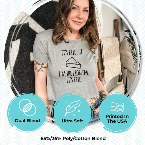 Vista 2 de I Wonder If There Is A Margarita Out There Thinking Of Me Too, Cute Women's Screen Printed Crop Tee, Shirts With Sayings, Heather Gray or Gold