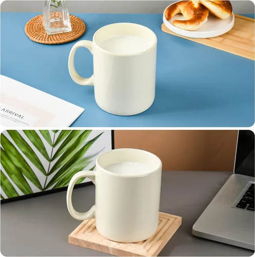 Vista 5 de Taza de café de cerámica extra grande de 29 onzas con asa para oficina y hogar (29 onzas, crema)