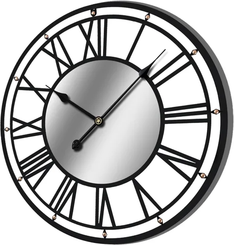 Vista 11 de Reloj de pared grande para sala de estar, número arábigo Gold Gear Negro dorado
