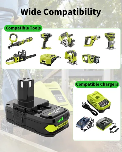 Vista 4 de Reemplazo de batería de iones de litio de 18 V y 3.0 Ah para batería Ryobi