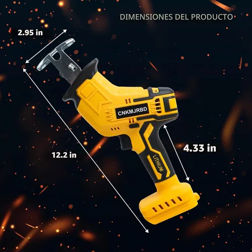 Vista 2 de Sierra recíproca inalámbrica compatible con batería DeWalt 20V Max Amarillo