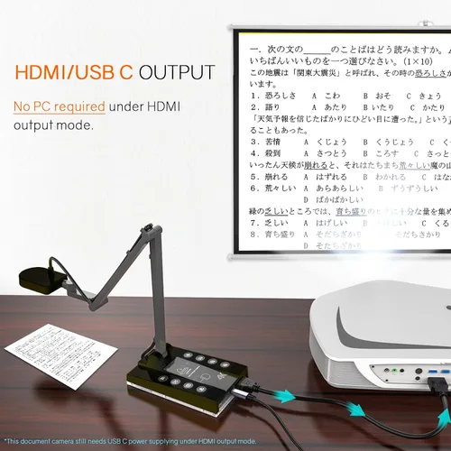 Vista 5 de TreasLin Cámara de documentos para profesores HDMI USB-C 15MP HDIM Cámara de documentos, aprendizaje remoto para presentaciones en el aula, clases
